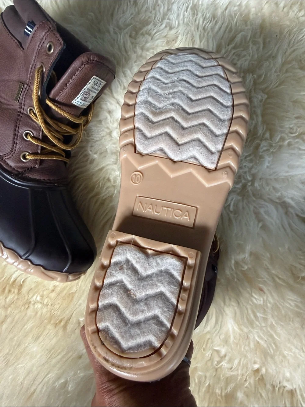 NEW Nautica Men 10 Channing leather cold weather Warm Waterproof Duck Boots shoe